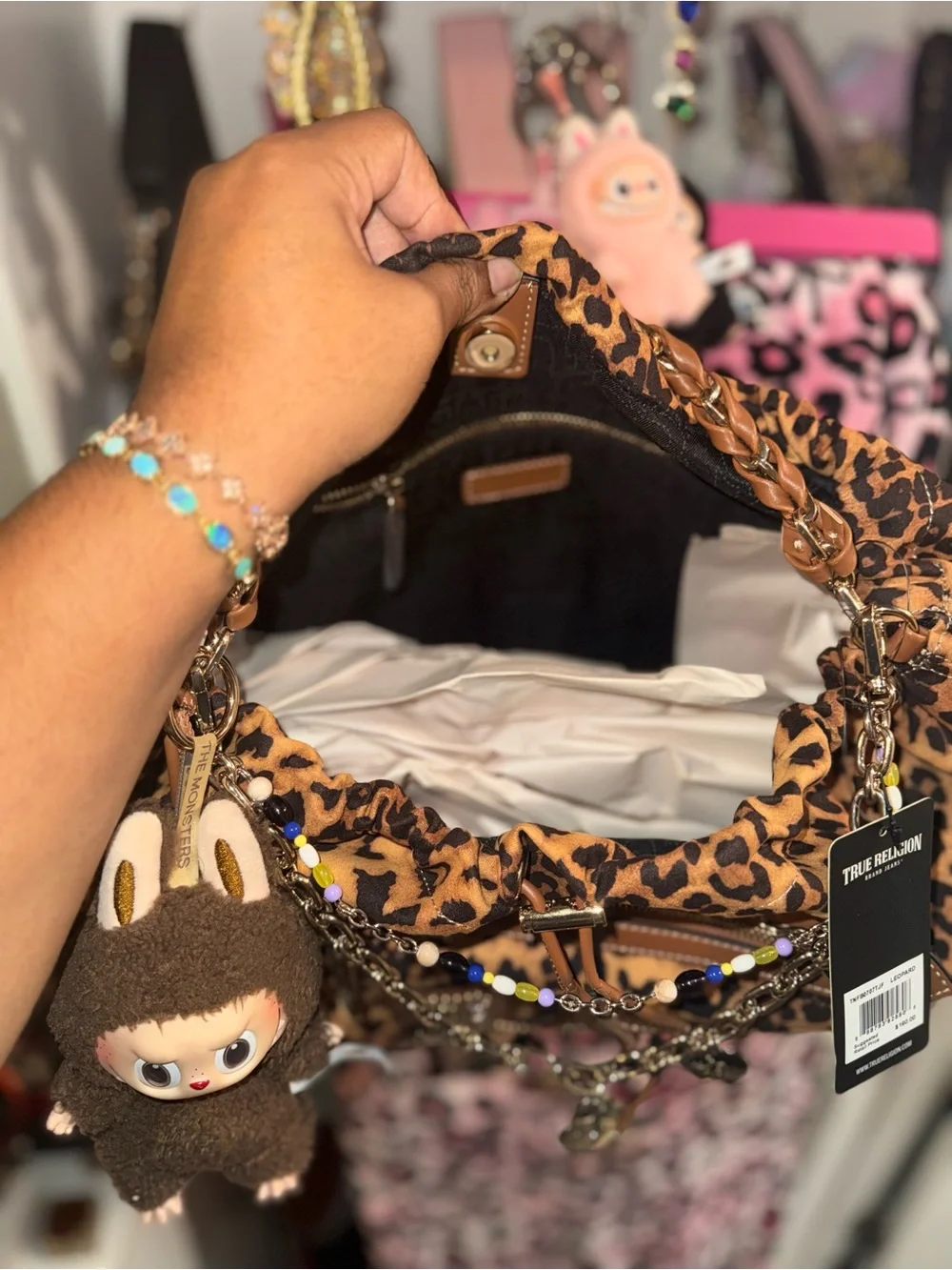 True Religion Leopard Print Tote Bag